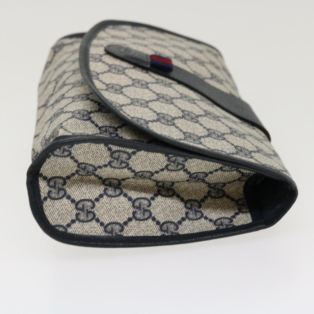 GUCCI GG Canvas Sherry Line Clutch Bag Gray Red Navy 014.122 yk7022B