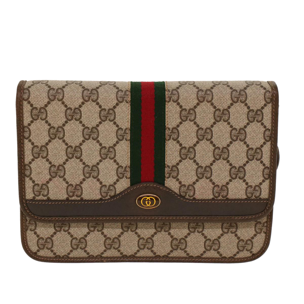 GUCCI GG Canvas Web Sherry Line Shoulder Bag Beige Red Green yk7034B