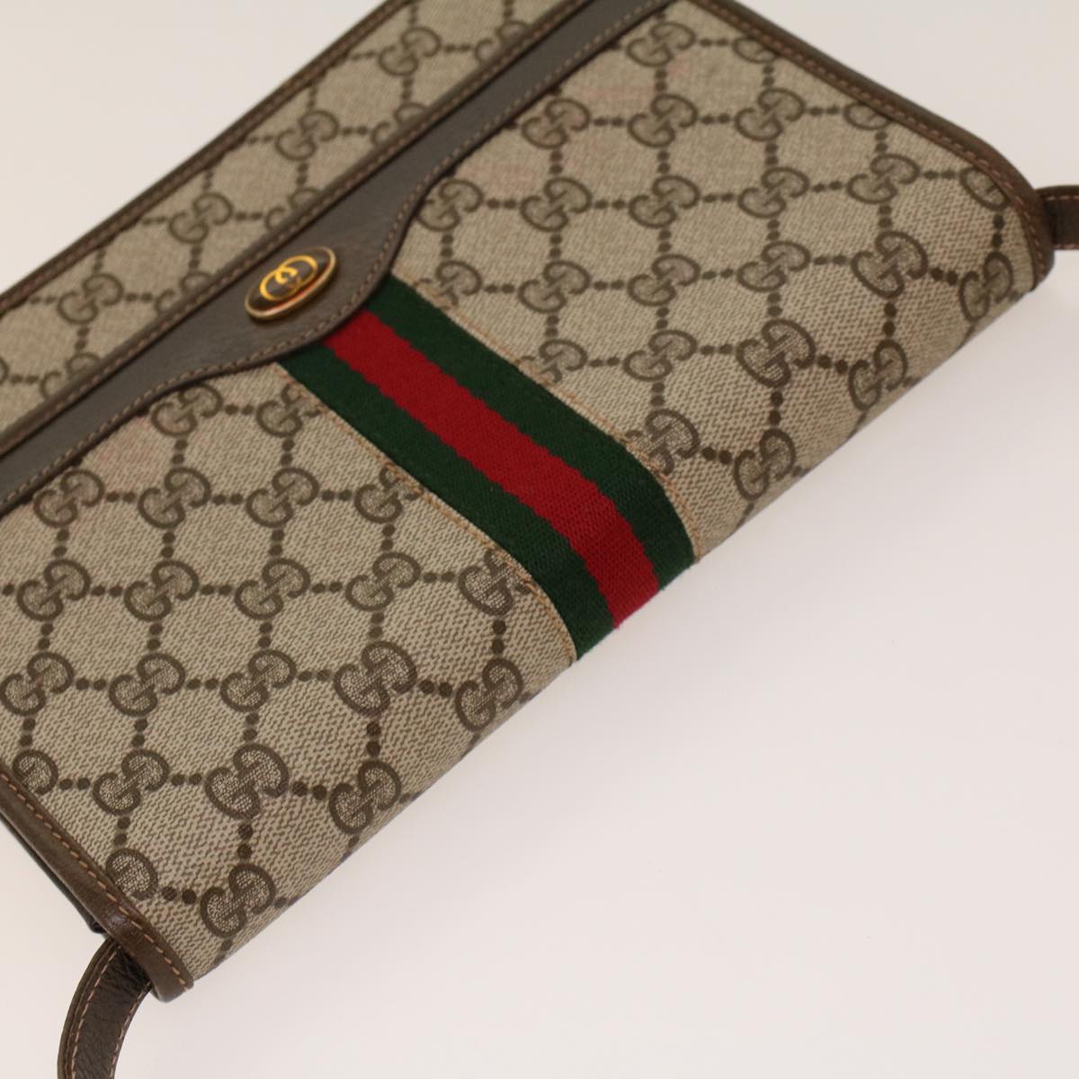 GUCCI GG Canvas Web Sherry Line Shoulder Bag Beige Red Green yk7034B