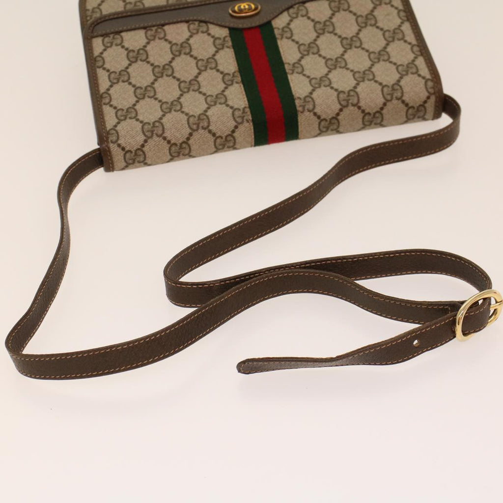 GUCCI GG Canvas Web Sherry Line Shoulder Bag Beige Red Green yk7034B