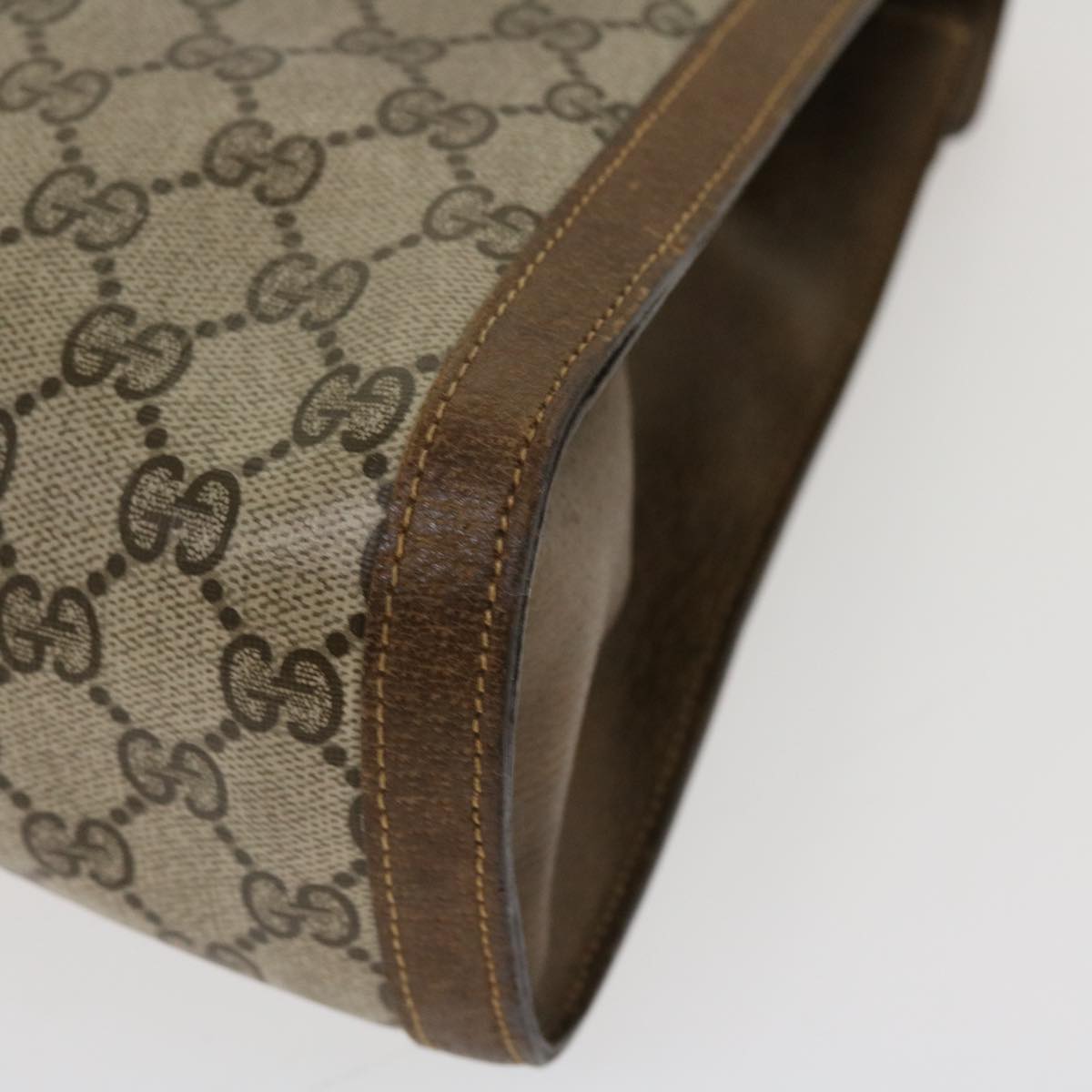 GUCCI GG Canvas Hand Bag PVC Leather Beige yk7052B