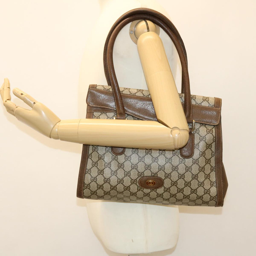 GUCCI GG Canvas Hand Bag PVC Leather Beige yk7052B