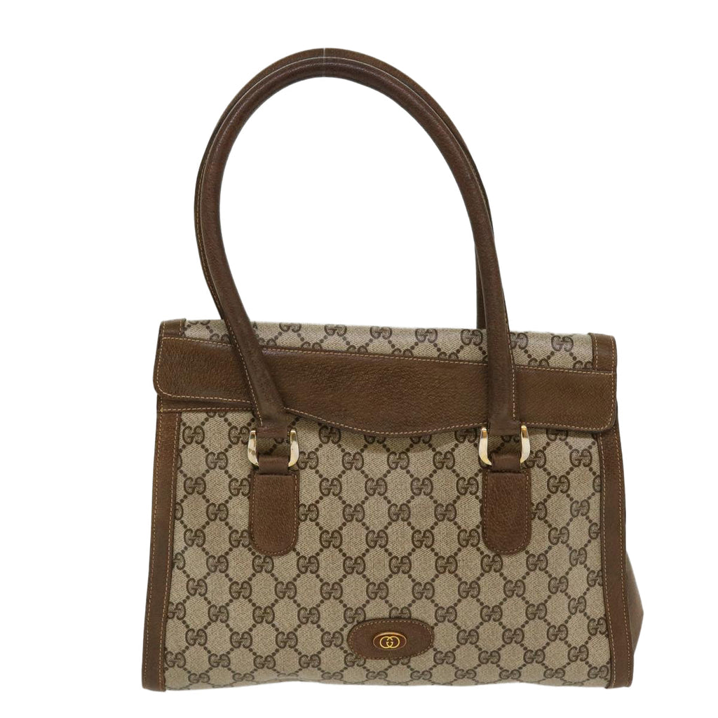 GUCCI GG Canvas Hand Bag PVC Leather Beige yk7052B