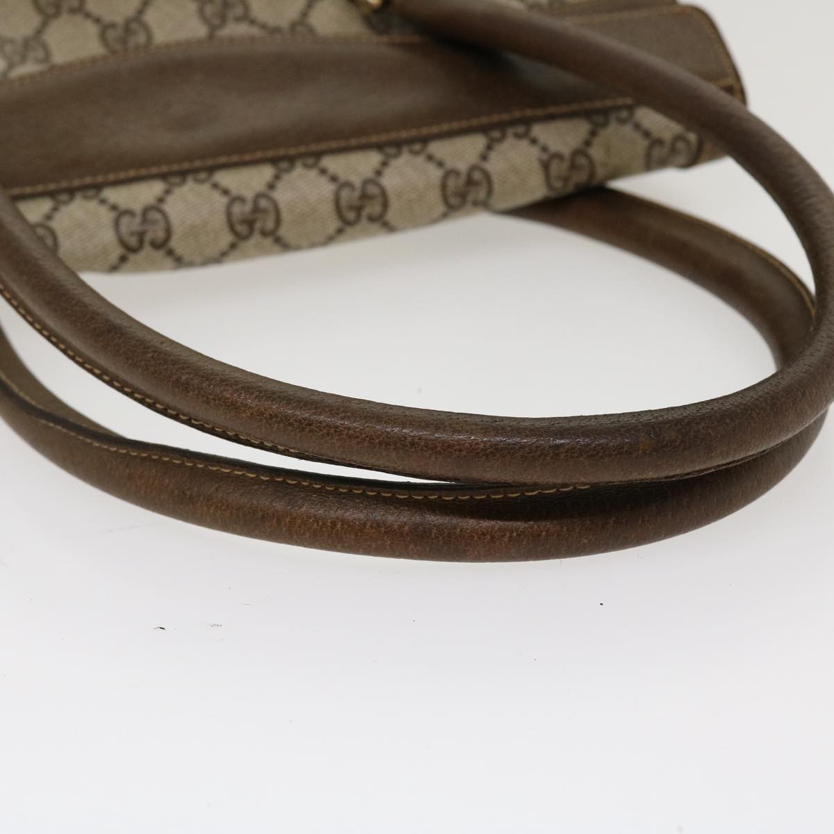 GUCCI GG Canvas Hand Bag PVC Leather Beige yk7052B