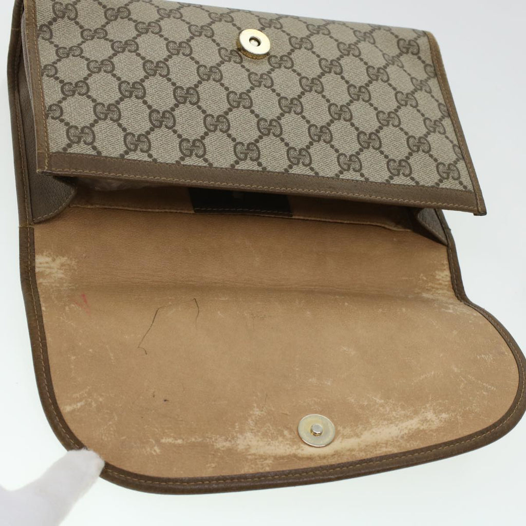 GUCCI GG Canvas Web Sherry Line Clutch Bag Beige Red 89.01.030 yk7078B