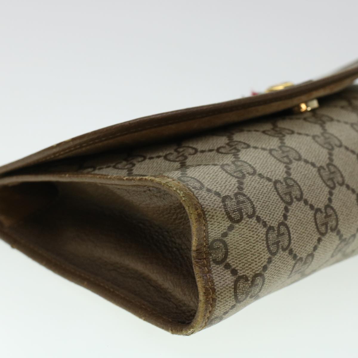 GUCCI GG Canvas Web Sherry Line Clutch Bag Beige Red 89.01.030 yk7078B