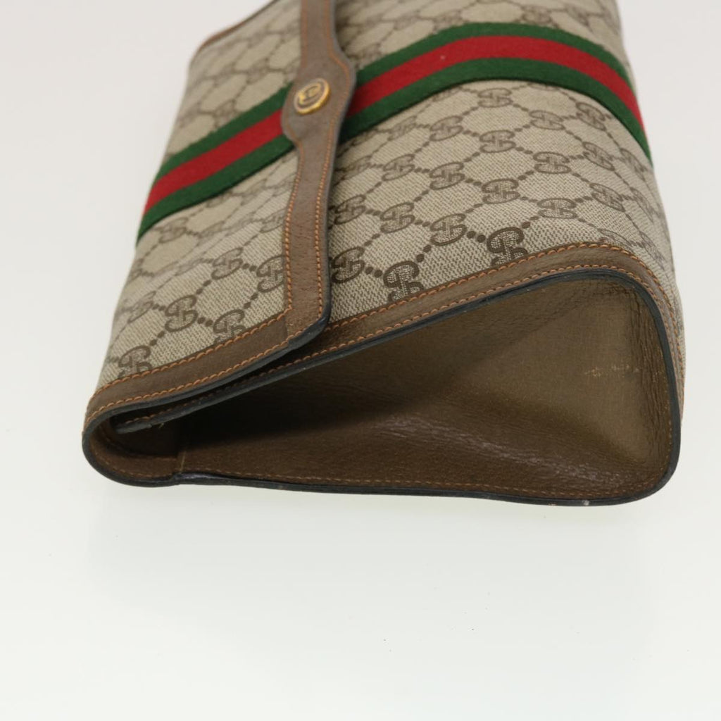 GUCCI GG Canvas Web Sherry Line Clutch Bag Beige Red 89.01.007 yk7088B