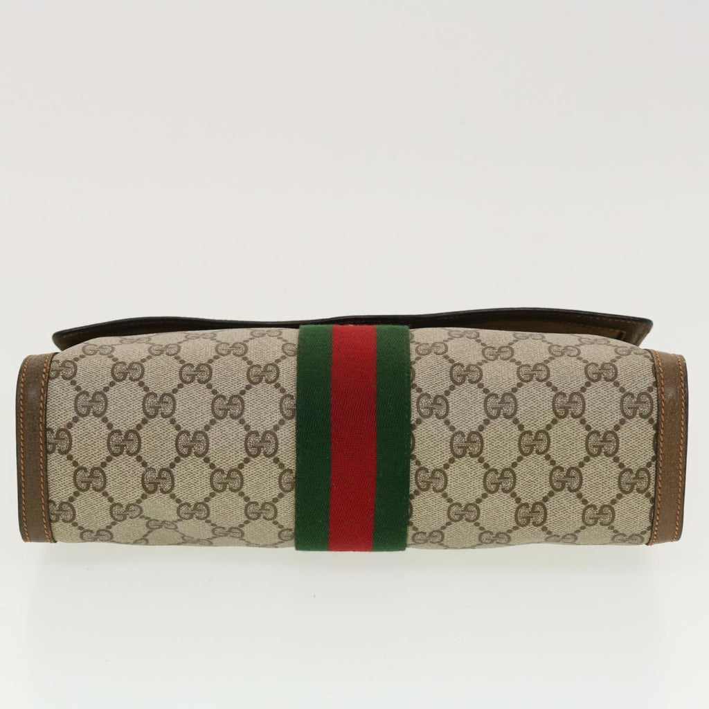 GUCCI GG Canvas Web Sherry Line Clutch Bag Beige Red 89.01.007 yk7088B