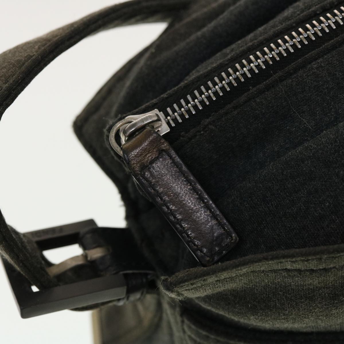 FENDI Mamma Baguette Shoulder Bag Canvas Gray yk7105B
