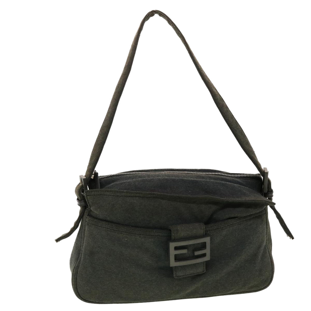 FENDI Mamma Baguette Shoulder Bag Canvas Gray yk7105B