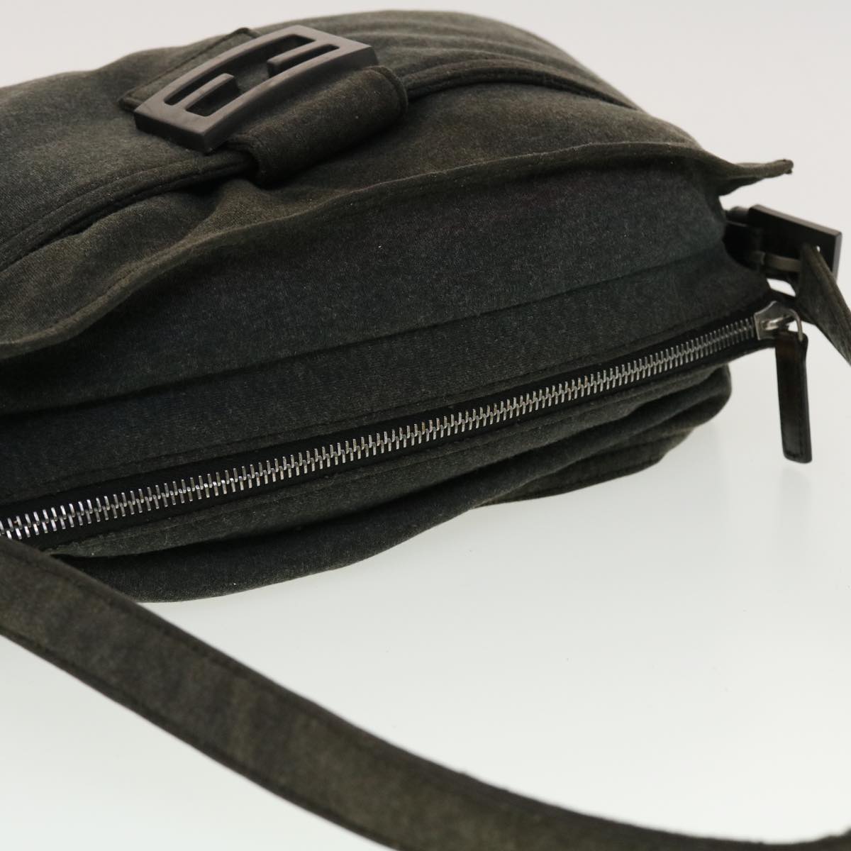 FENDI Mamma Baguette Shoulder Bag Canvas Gray yk7105B