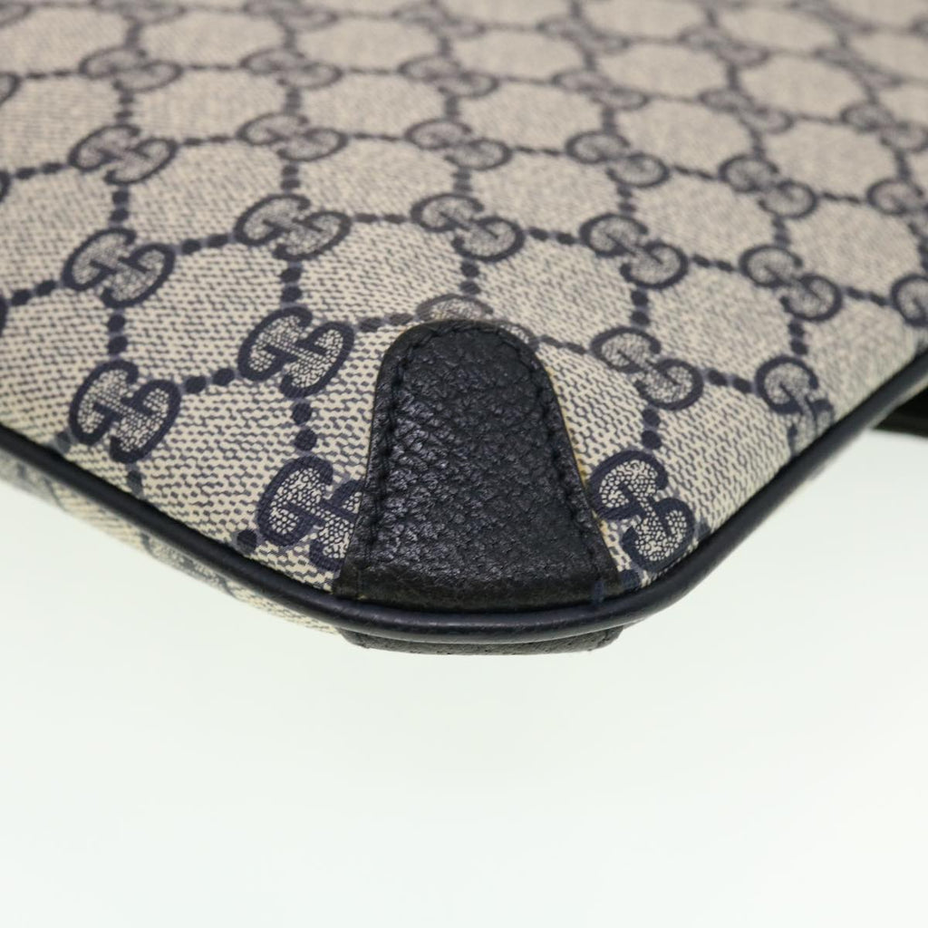 GUCCI GG Canvas Clutch Bag PVC Leather Gray Navy 89.02.075 yk7122