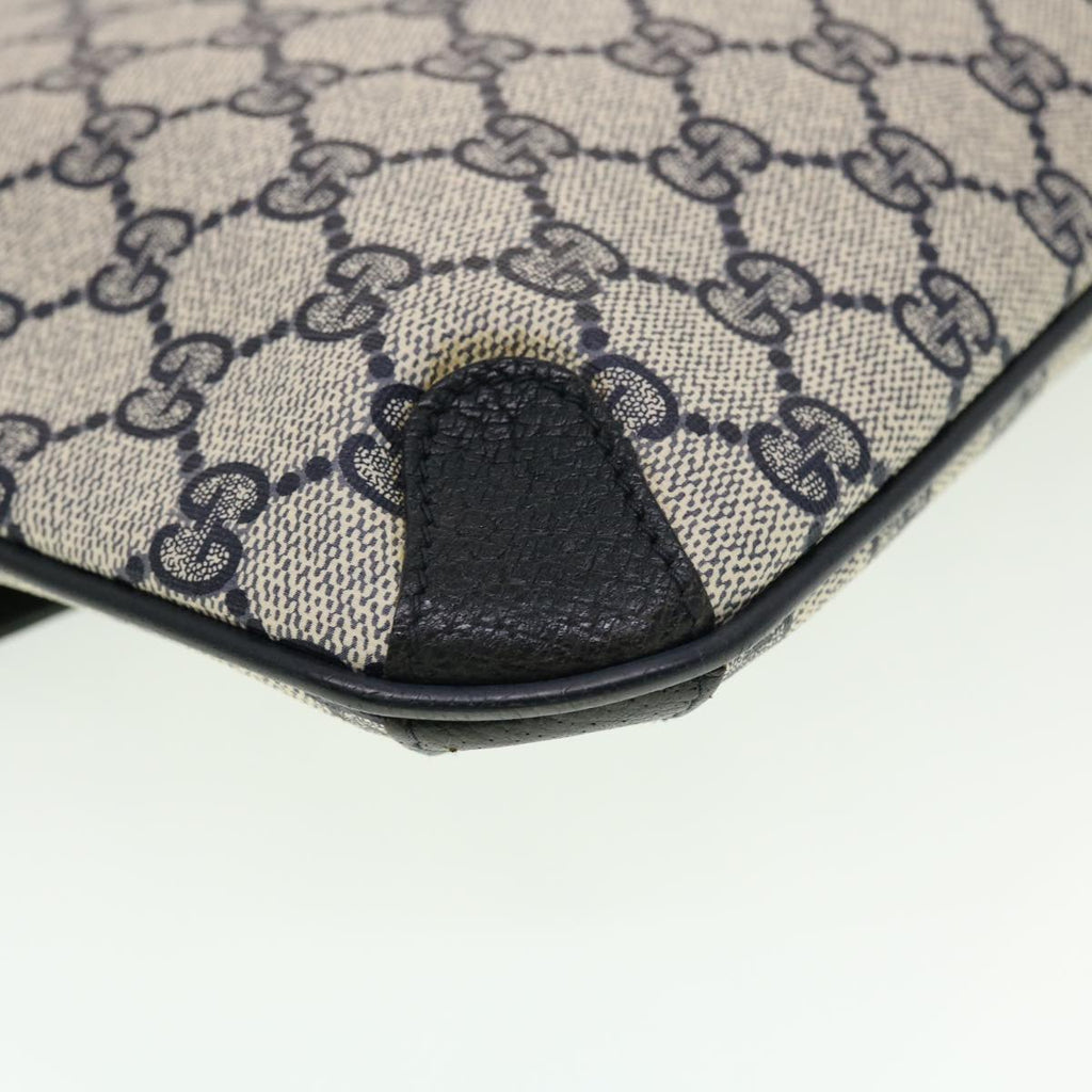 GUCCI GG Canvas Clutch Bag PVC Leather Gray Navy 89.02.075 yk7122