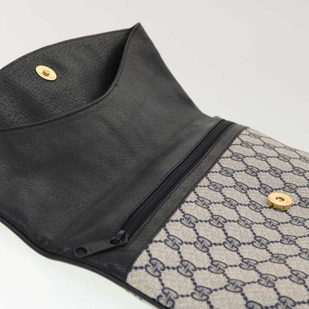 GUCCI GG Canvas Clutch Bag PVC Leather Gray Navy 89.02.075 yk7122
