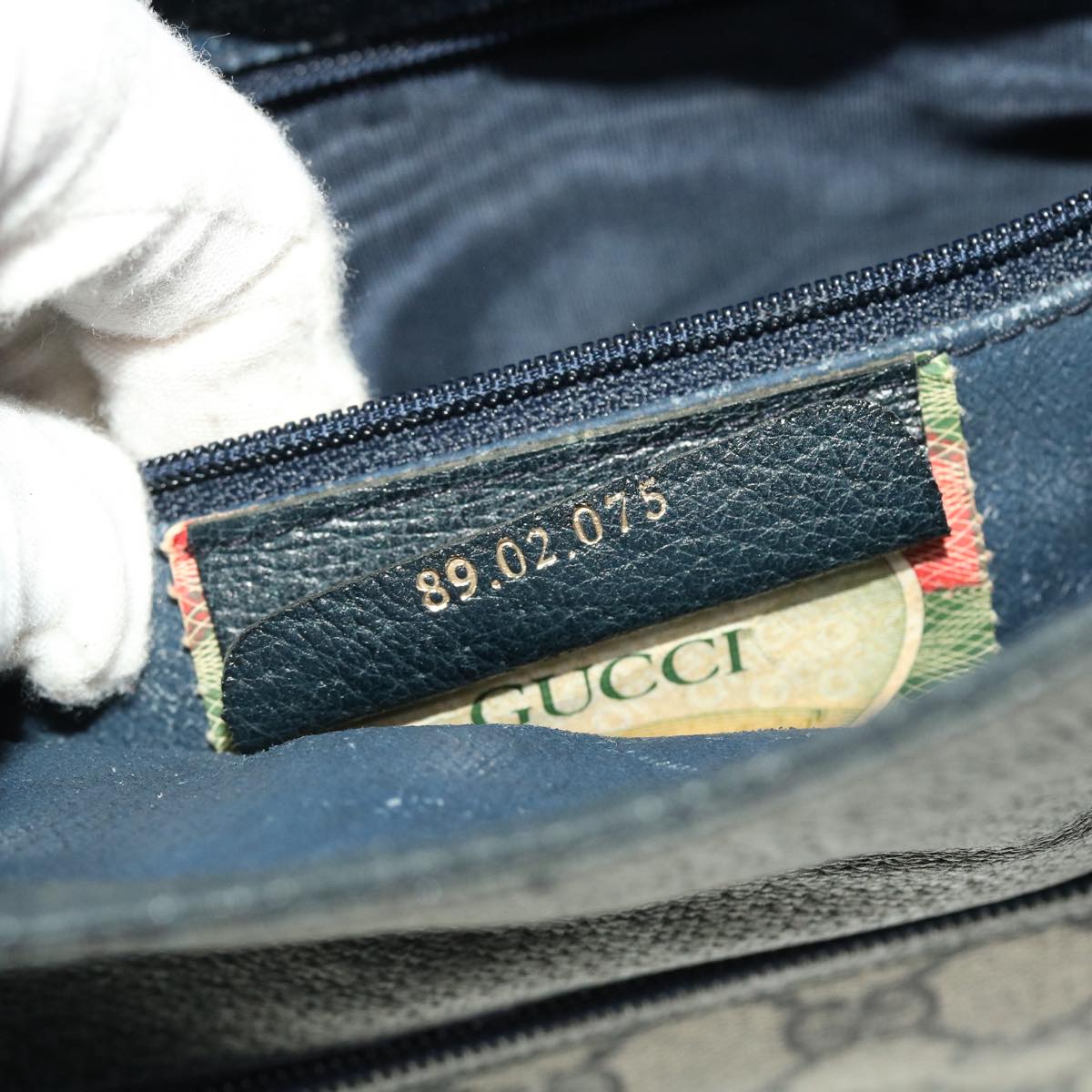 GUCCI GG Canvas Clutch Bag PVC Leather Gray Navy 89.02.075 yk7122