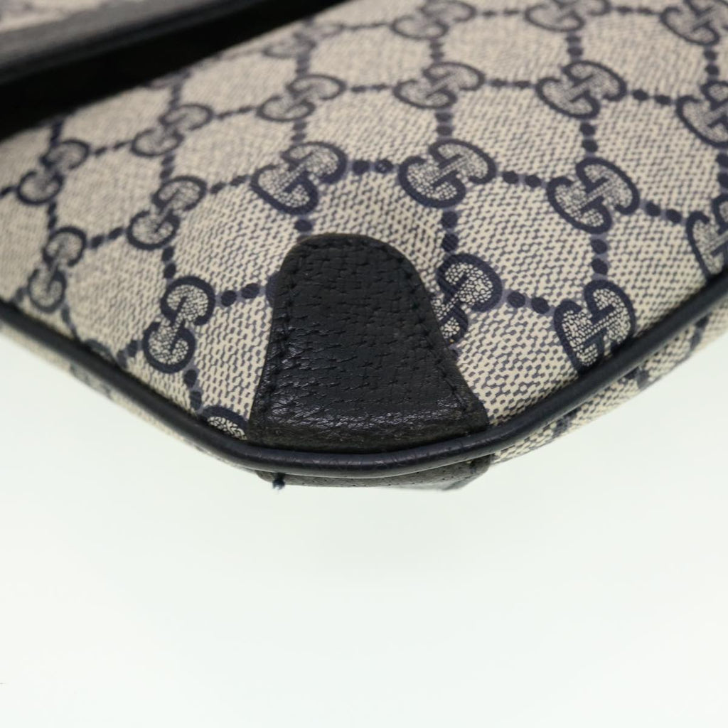 GUCCI GG Canvas Clutch Bag PVC Leather Gray Navy 89.02.075 yk7122