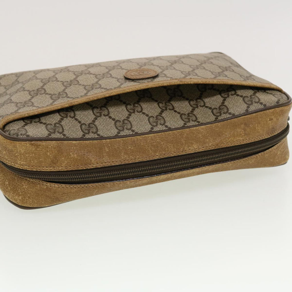 GUCCI GG Canvas Clutch Bag PVC Leather Beige 89.01.044 yk7129