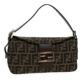 FENDI Zucca Canvas Mamma Baguette Shoulder Bag Brown 2321 26725 008 yk7143