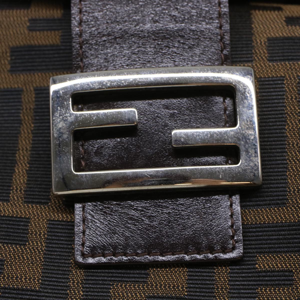 FENDI Zucca Canvas Mamma Baguette Shoulder Bag Brown 2321 26725 008 yk7143