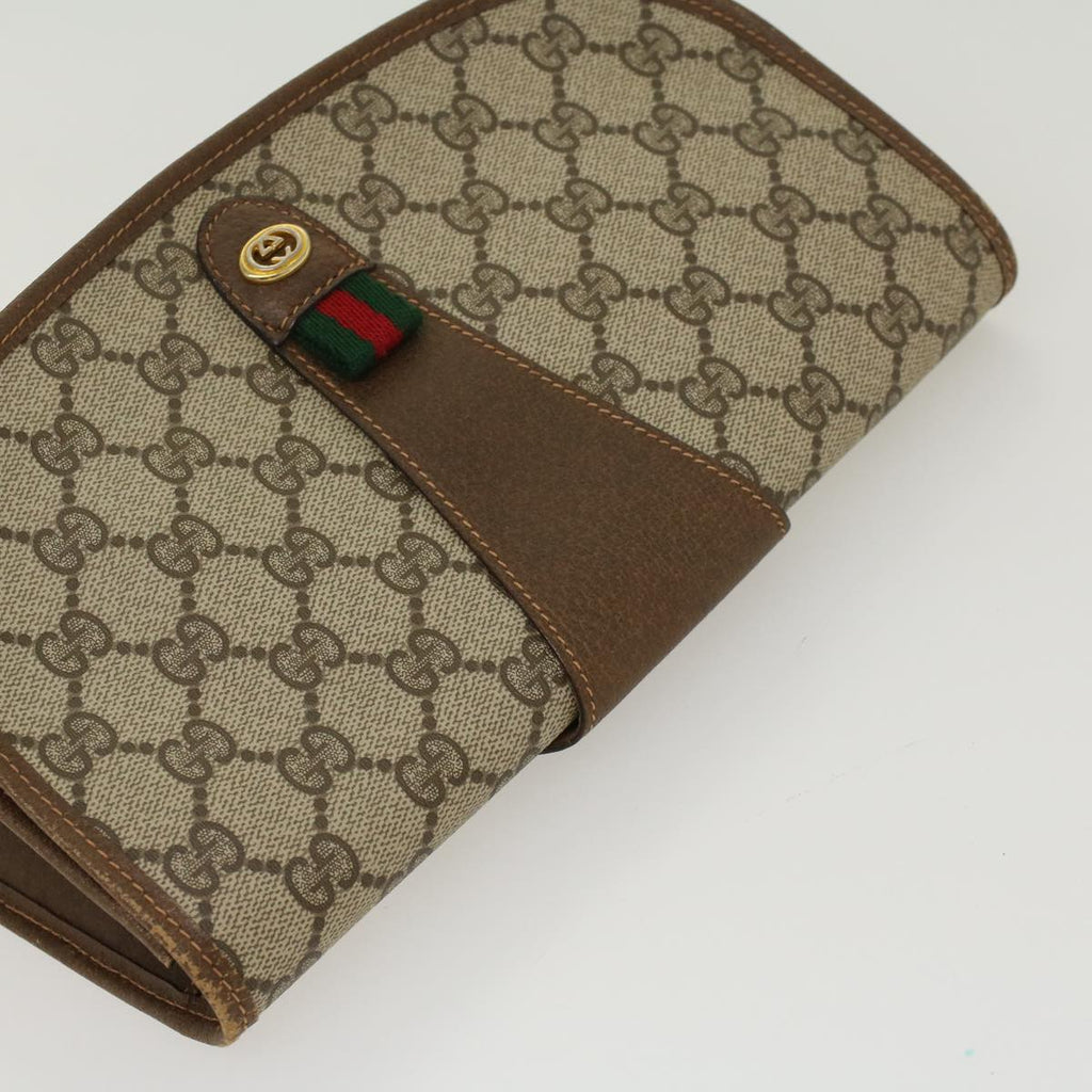 GUCCI GG Canvas Web Sherry Line Clutch Bag Beige Red Green 89.01.030 yk7159
