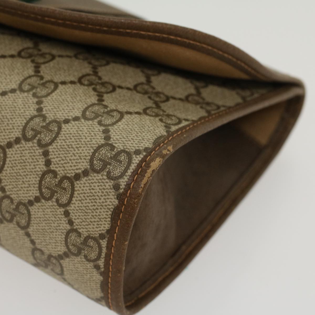 GUCCI GG Canvas Web Sherry Line Clutch Bag Beige Red Green 89.01.030 yk7159