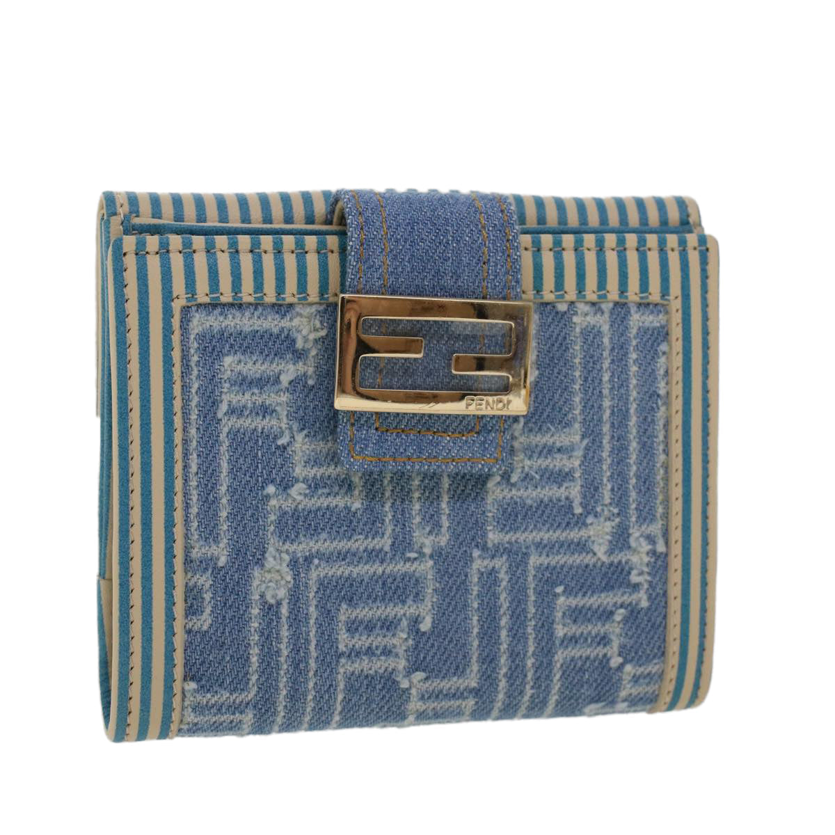 FENDI Zucca Canvas Wallet Denim Blue yk7166