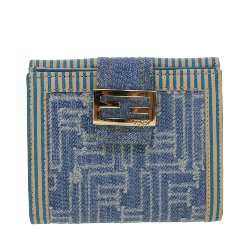 FENDI Zucca Canvas Wallet Denim Blue yk7166