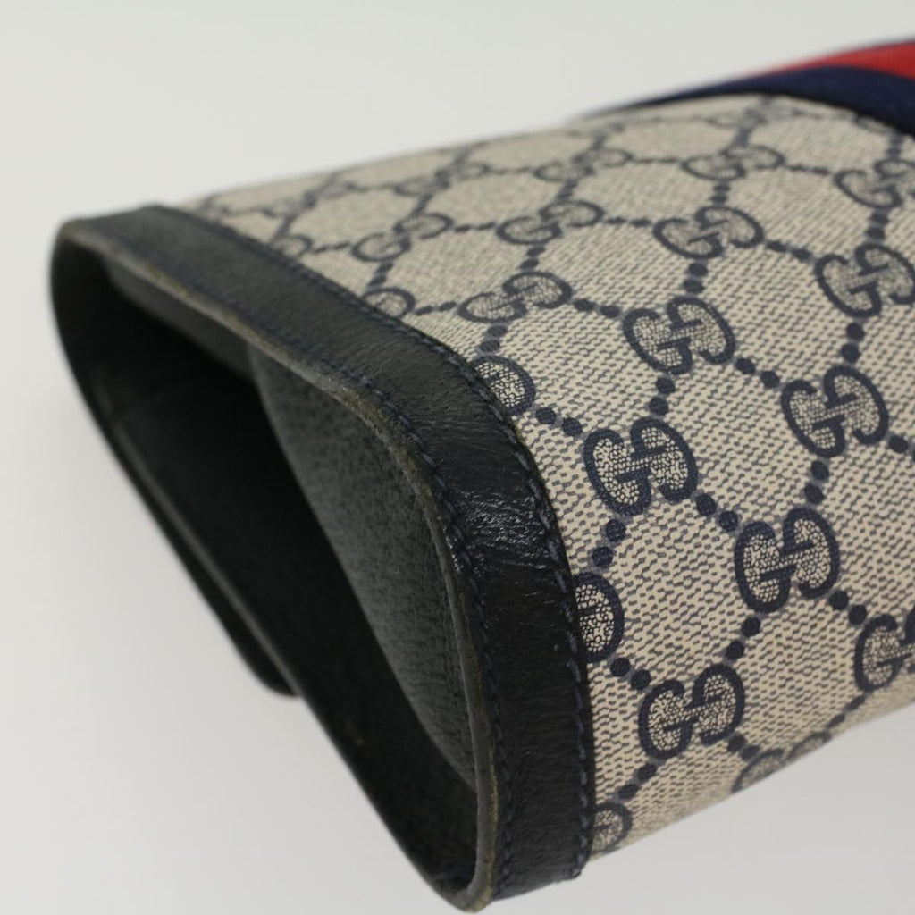 GUCCI GG Canvas Sherry Line Clutch Bag PVC Leather Gray Red Navy yk7169