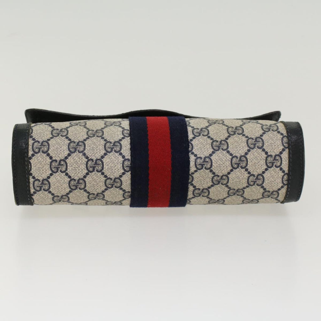 GUCCI GG Canvas Sherry Line Clutch Bag PVC Leather Gray Red Navy yk7169