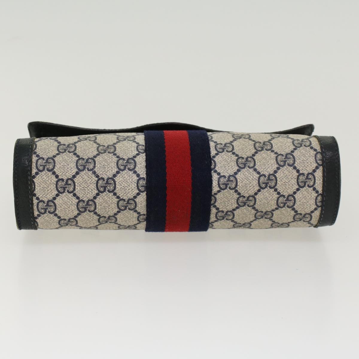 GUCCI GG Canvas Sherry Line Clutch Bag PVC Leather Gray Red Navy yk7169