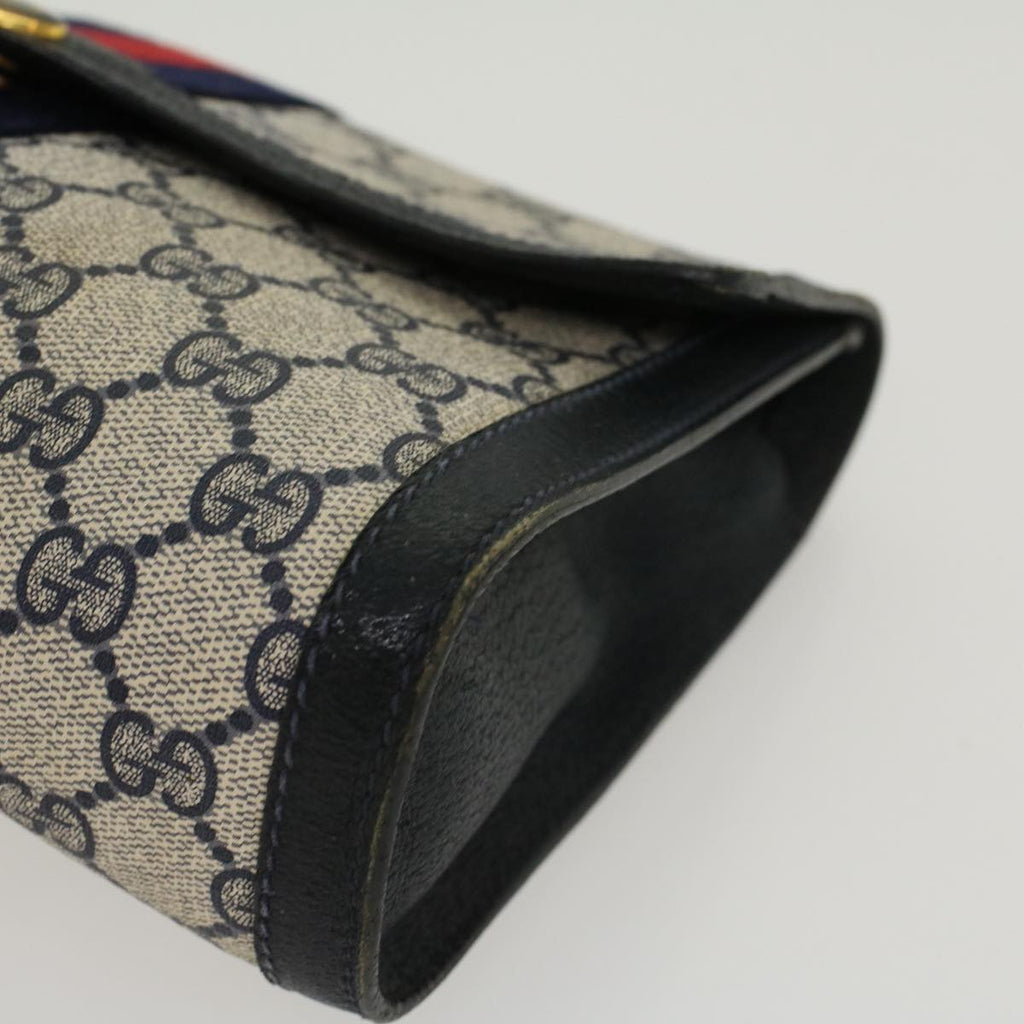 GUCCI GG Canvas Sherry Line Clutch Bag PVC Leather Gray Red Navy yk7169