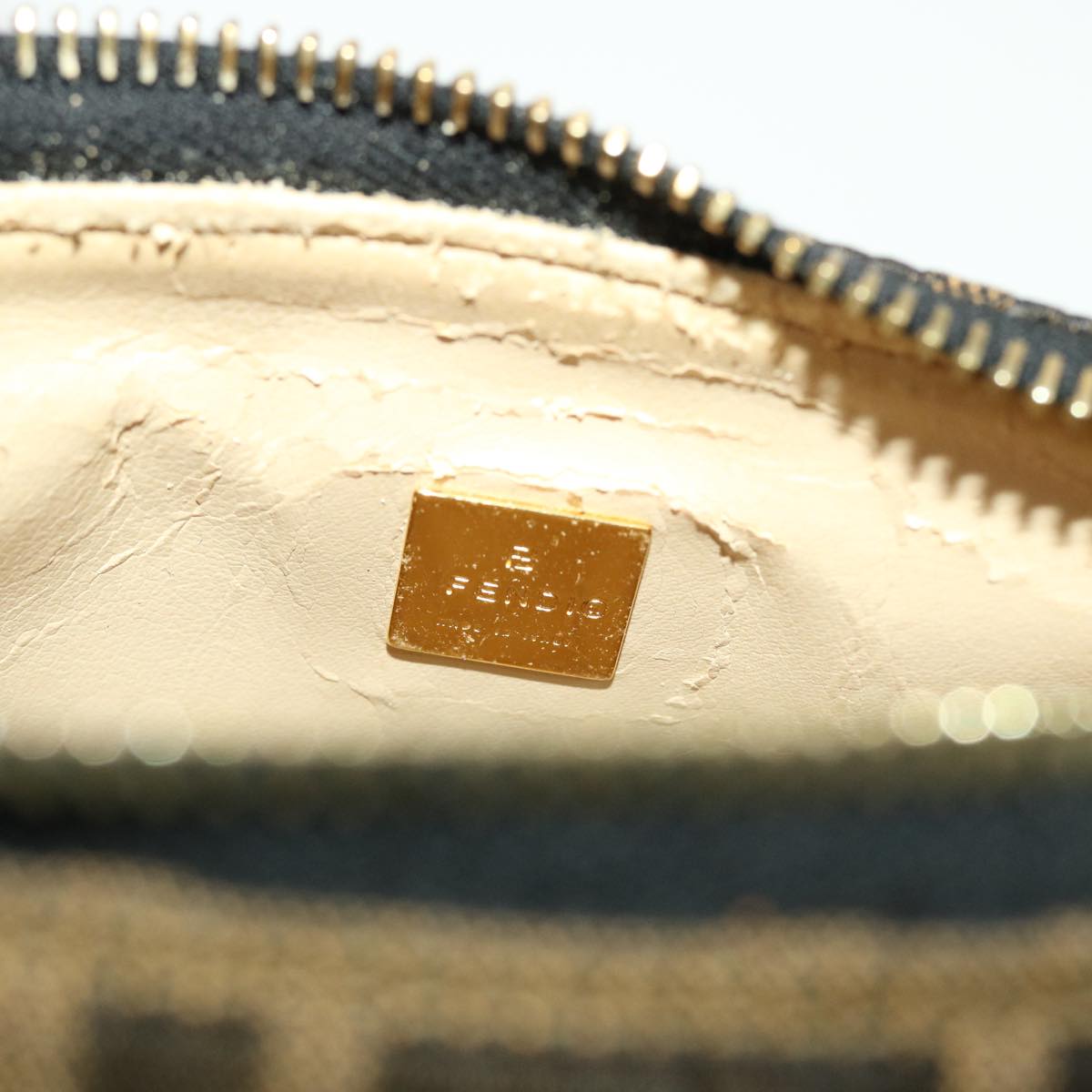 FENDI Zucca Canvas Hand Bag Black Brown 2349-26580-089 yk7204