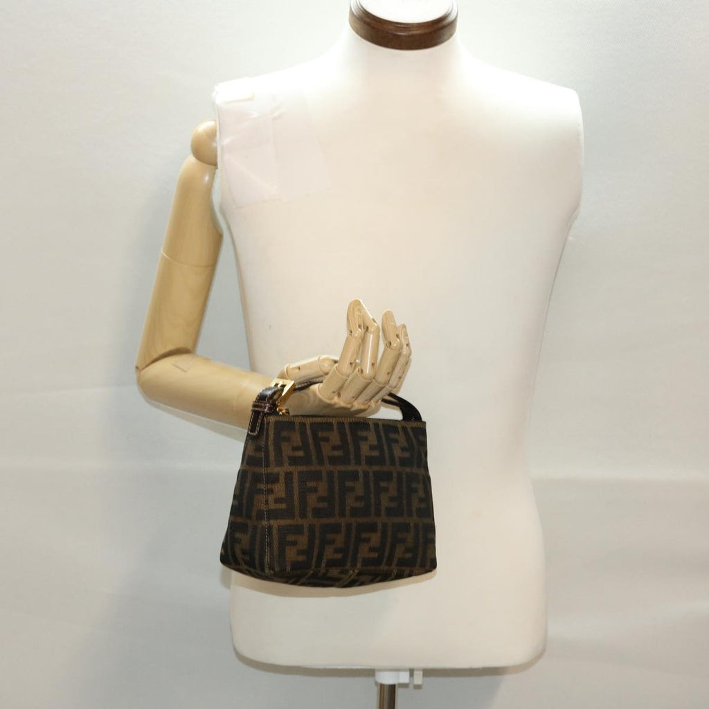 FENDI Zucca Canvas Hand Bag Black Brown 2349-26580-089 yk7204