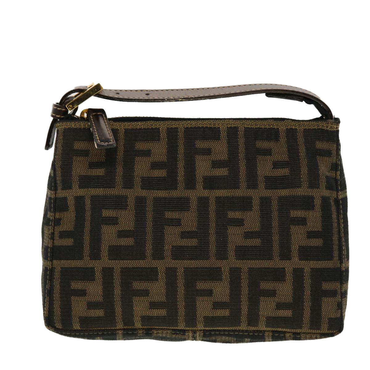 FENDI Zucca Canvas Hand Bag Black Brown 2349-26580-089 yk7204