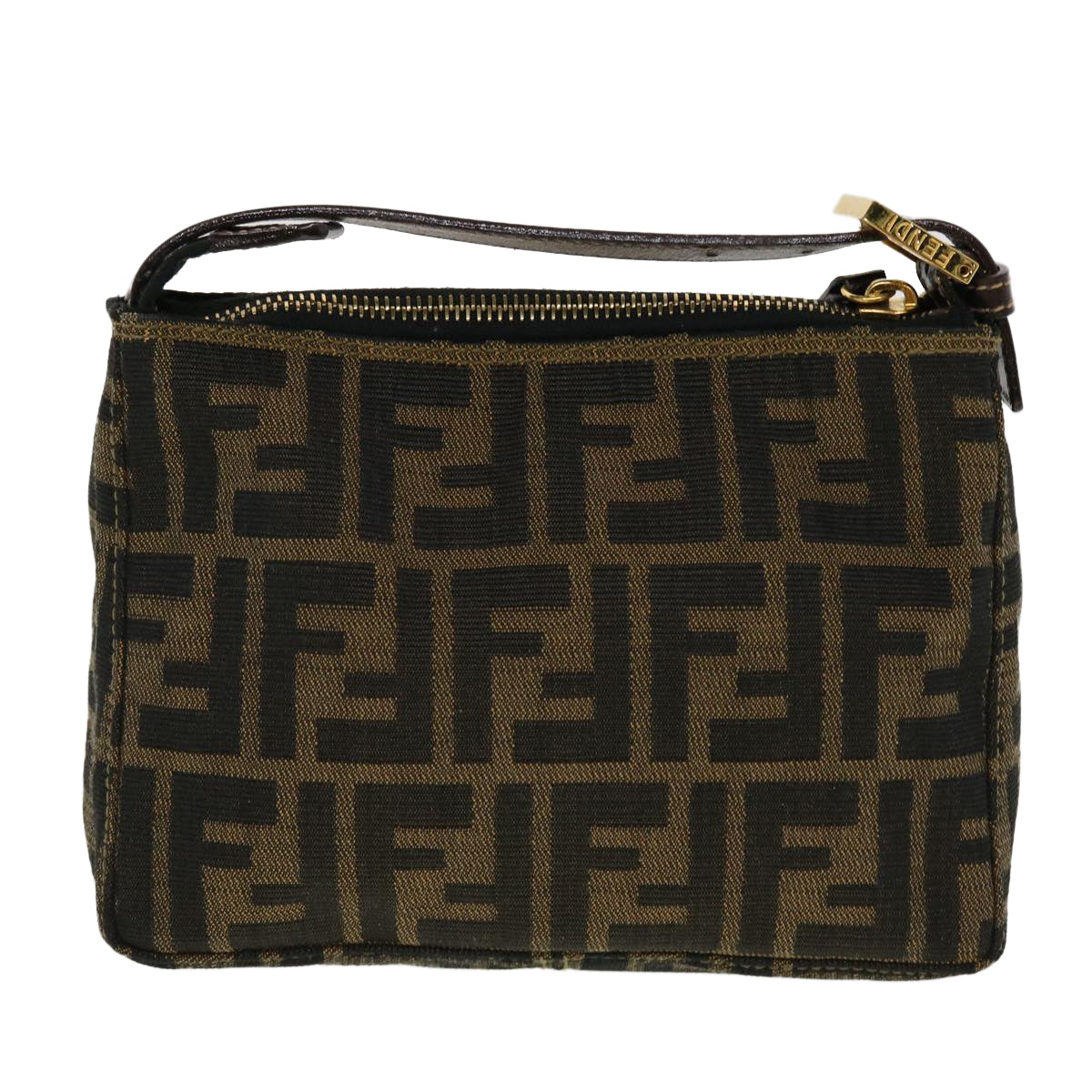 FENDI Zucca Canvas Hand Bag Black Brown 2349-26580-089 yk7204