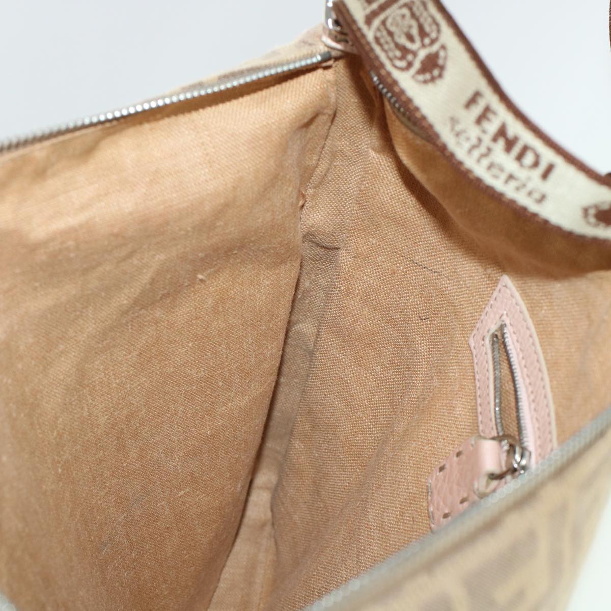 FENDI Zucca Canvas Celeria Shoulder Bag Beige yk7228