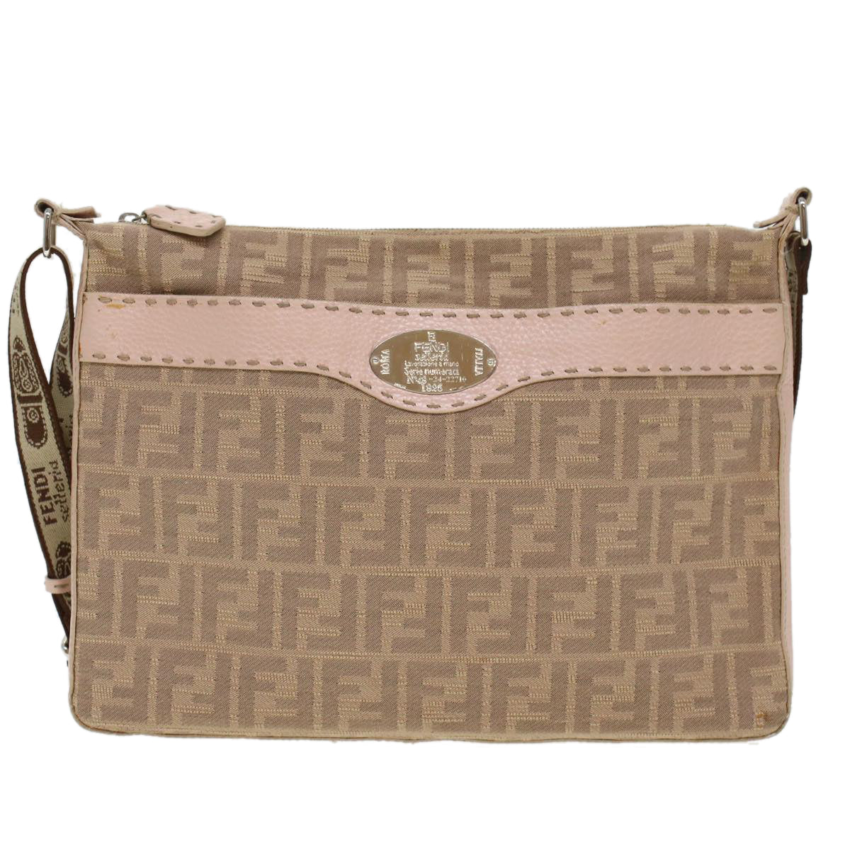 FENDI Zucca Canvas Celeria Shoulder Bag Beige yk7228