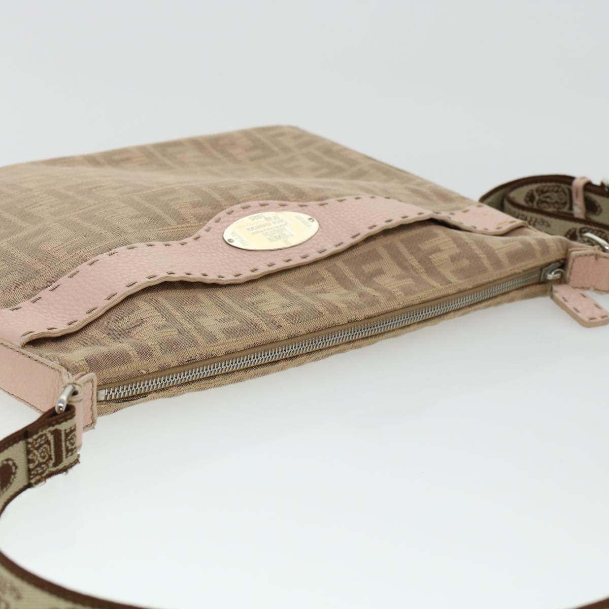 FENDI Zucca Canvas Celeria Shoulder Bag Beige yk7228