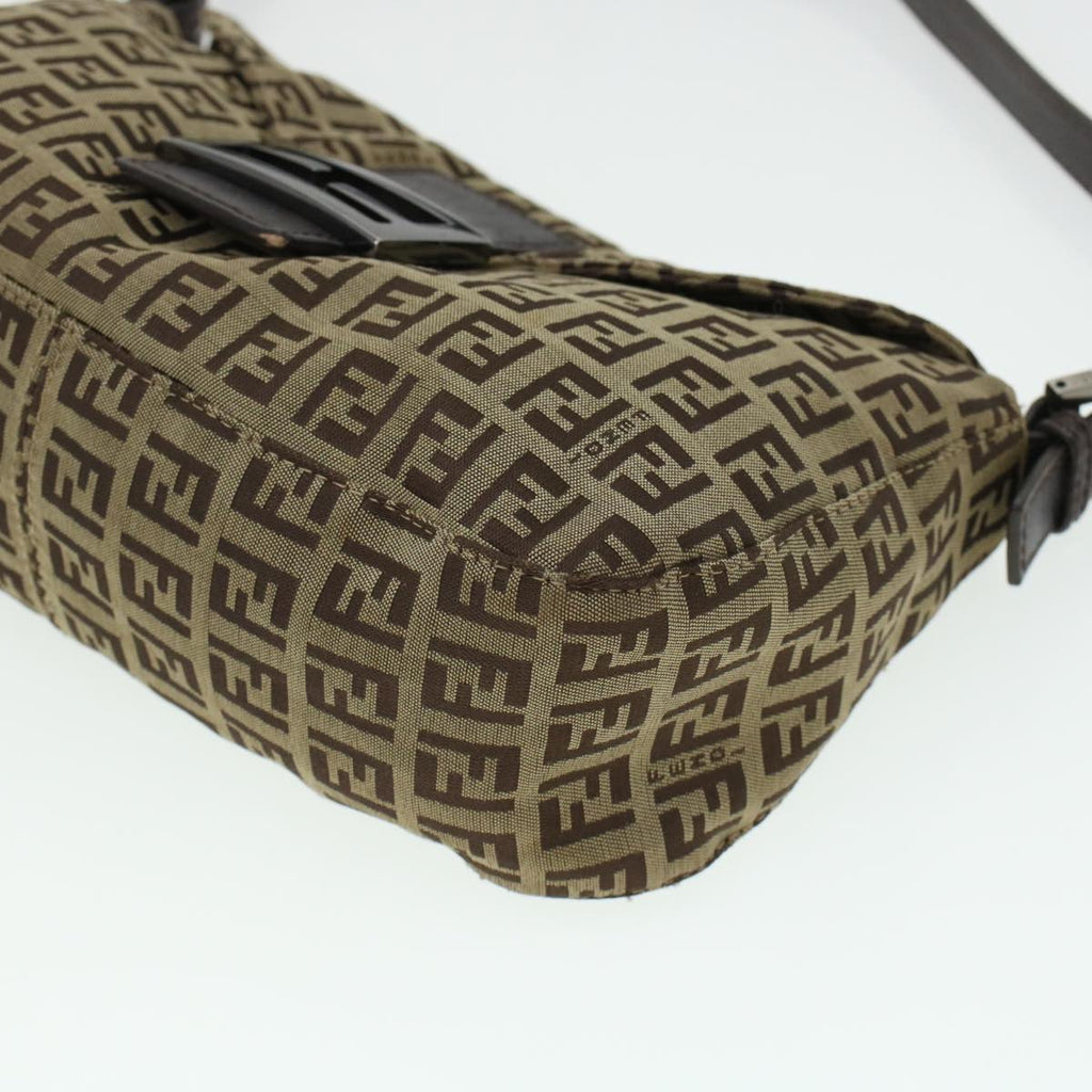FENDI Zucchino Canvas Mamma Baguette Shoulder Bag Beige yk7232