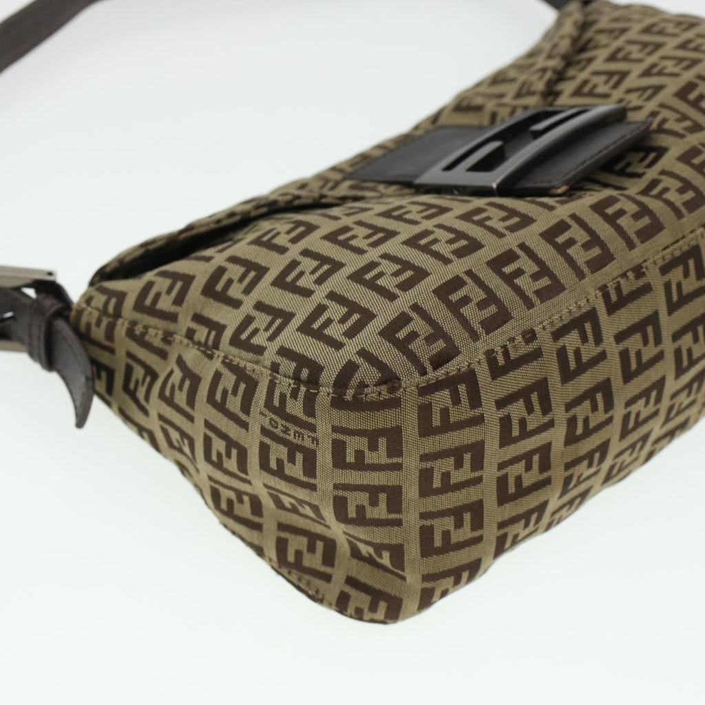 FENDI Zucchino Canvas Mamma Baguette Shoulder Bag Beige yk7232