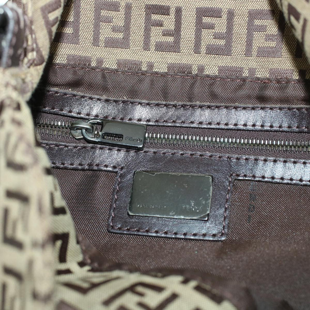 FENDI Zucchino Canvas Mamma Baguette Shoulder Bag Beige yk7232