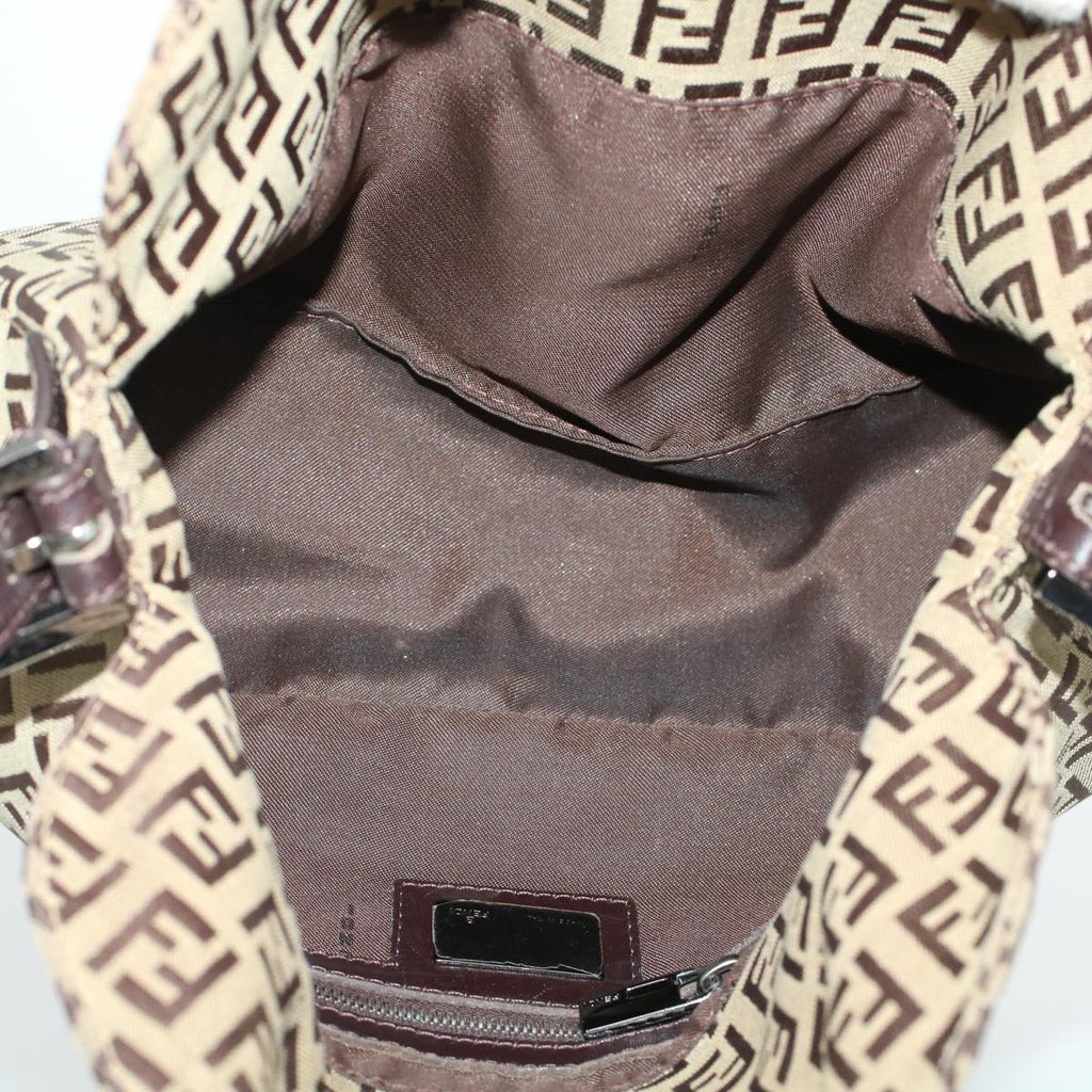 FENDI Zucchino Canvas Mamma Baguette Shoulder Bag Beige yk7232