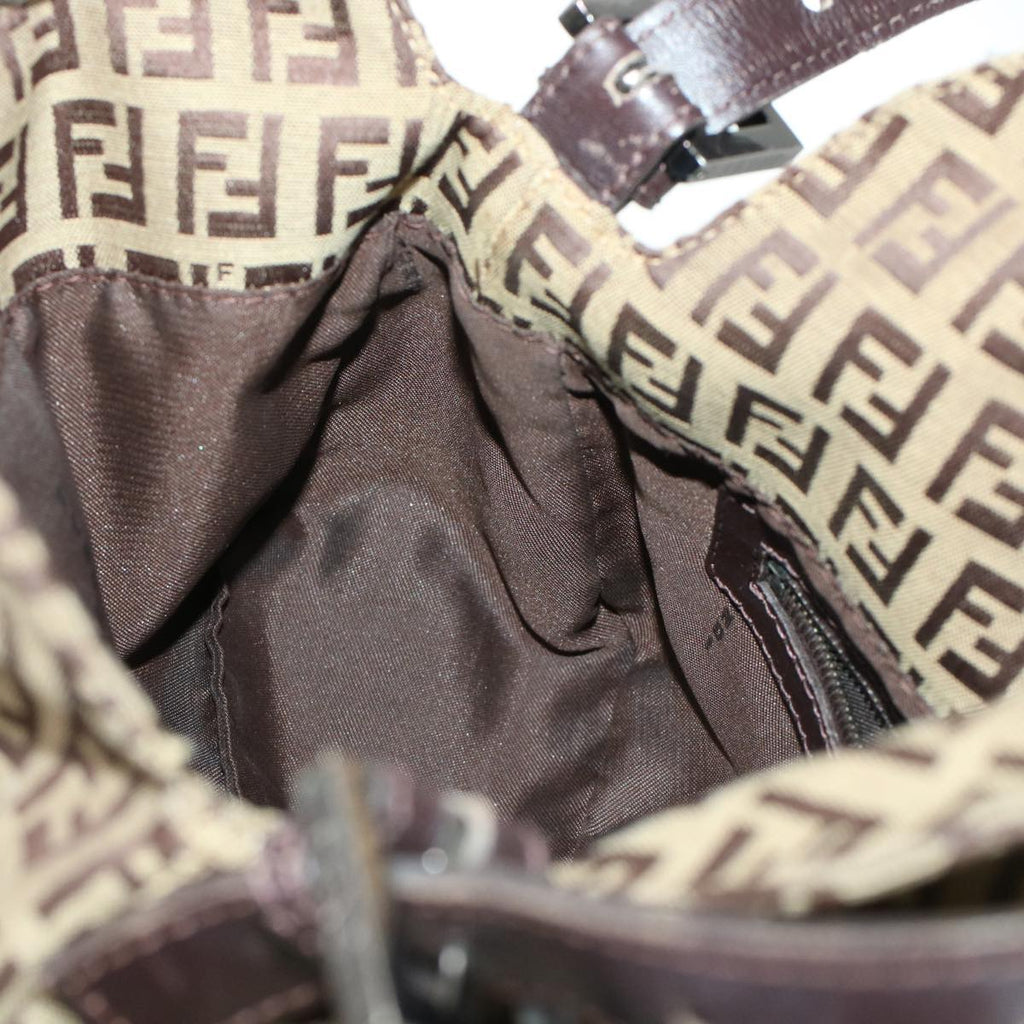 FENDI Zucchino Canvas Mamma Baguette Shoulder Bag Beige yk7232