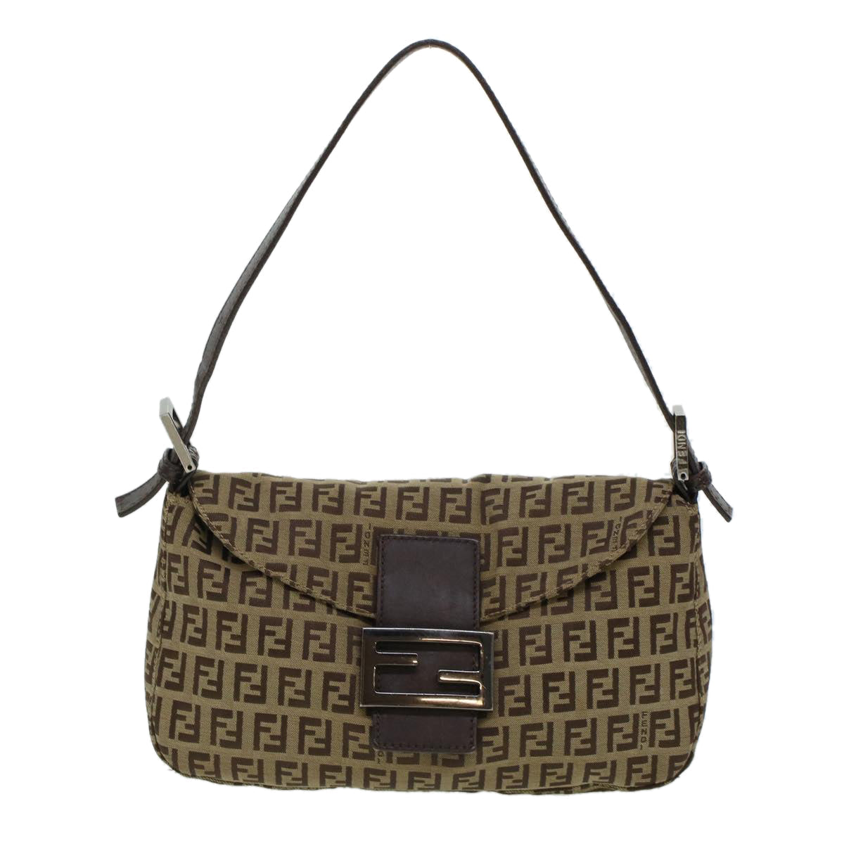 FENDI Zucchino Canvas Mamma Baguette Shoulder Bag Beige yk7232