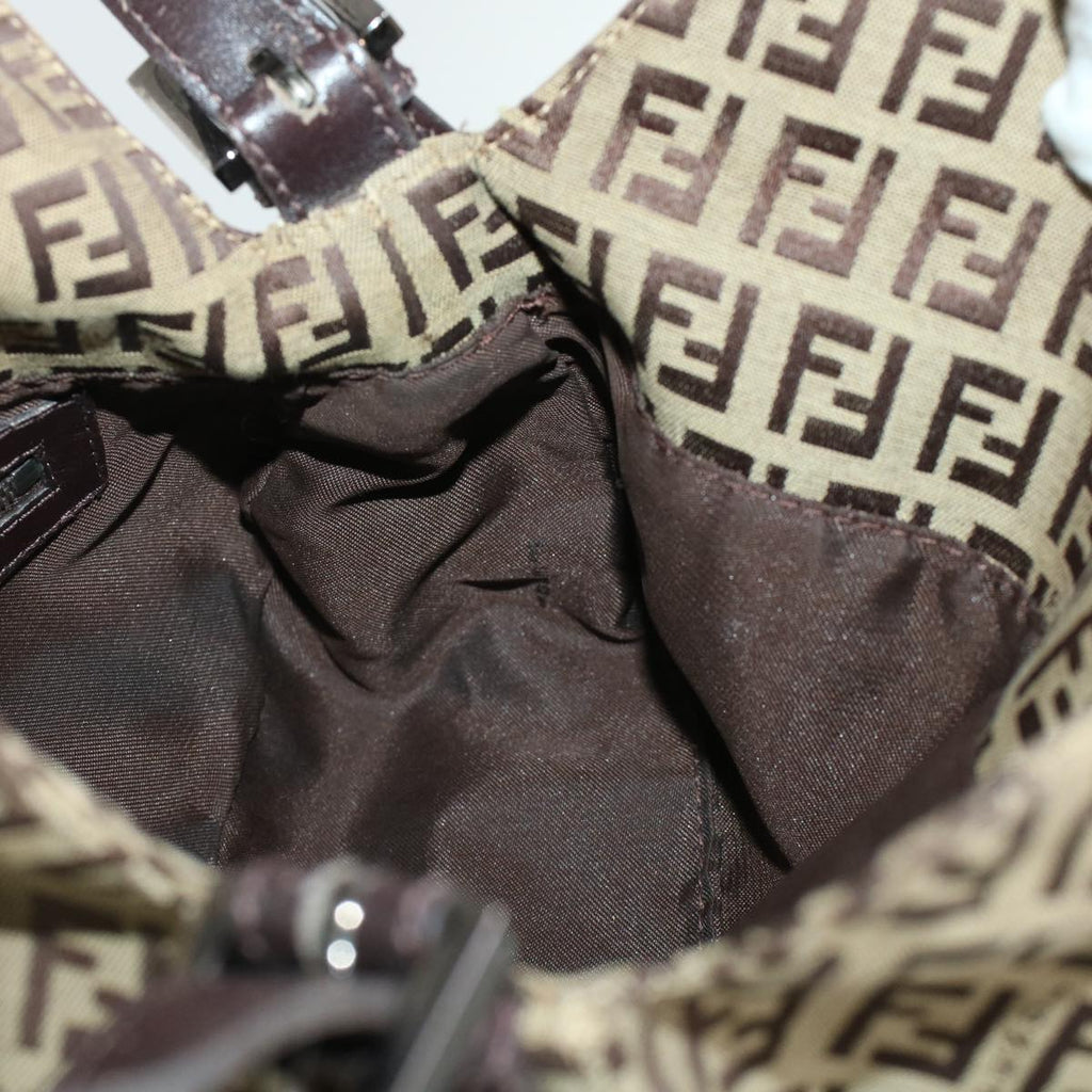 FENDI Zucchino Canvas Mamma Baguette Shoulder Bag Beige yk7232