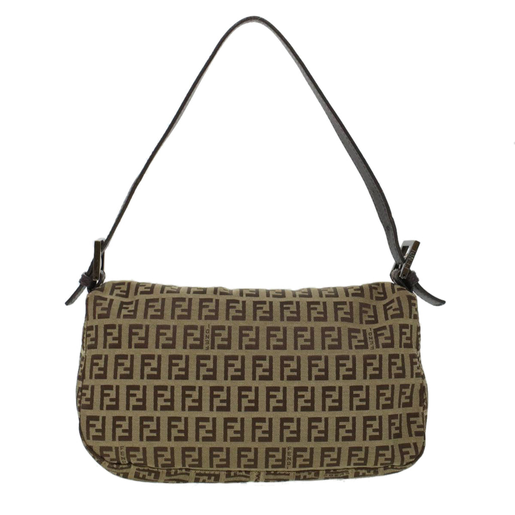 FENDI Zucchino Canvas Mamma Baguette Shoulder Bag Beige yk7232