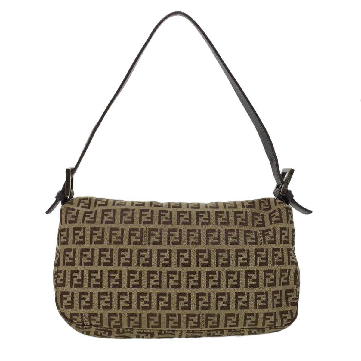 FENDI Zucchino Canvas Mamma Baguette Shoulder Bag Beige yk7232