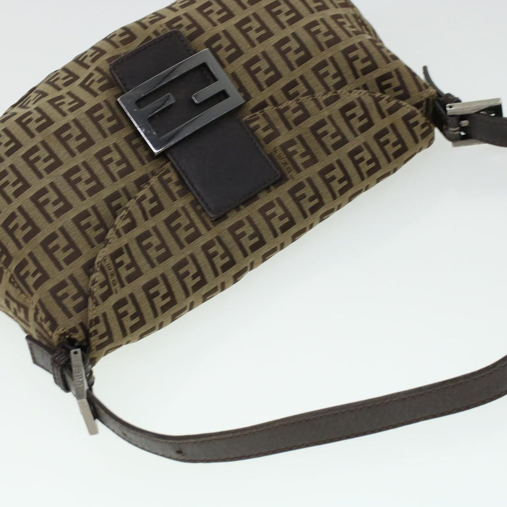 FENDI Zucchino Canvas Mamma Baguette Shoulder Bag Beige yk7232