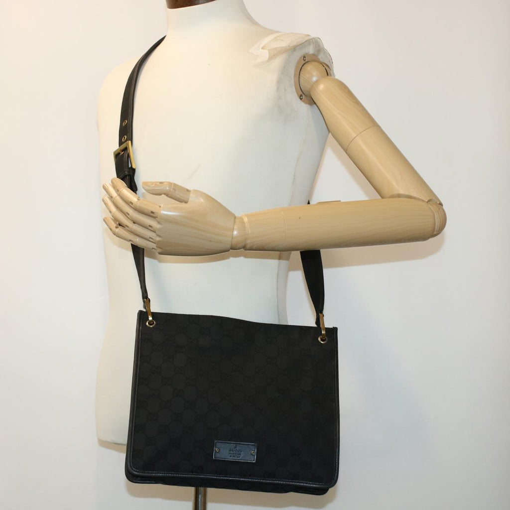 GUCCI GG Canvas Shoulder Bag Black 91762 yk7260