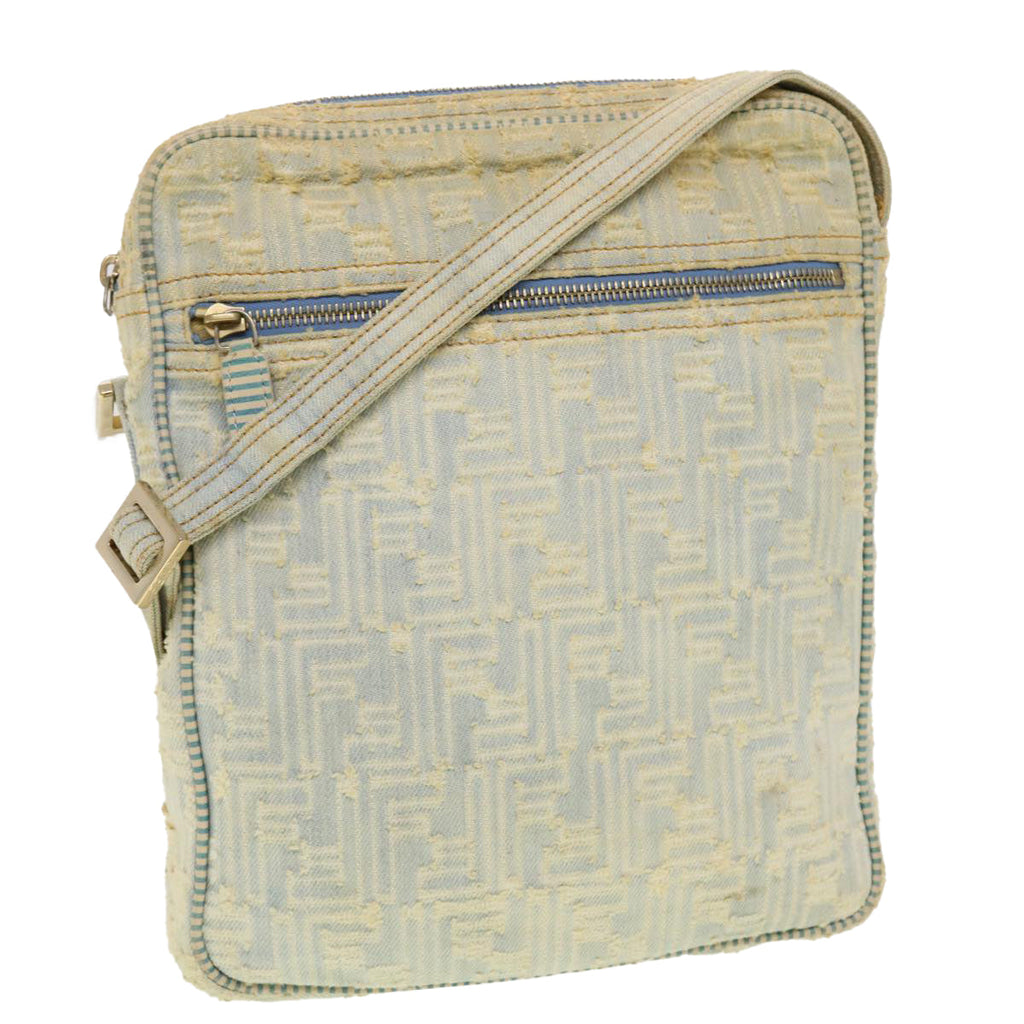 FENDI Zucca Canvas Shoulder Bag Blue yk7325
